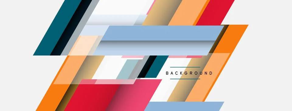 Vector background. Abstract overlapping color lines design with shadow effects 스톡 일러스트