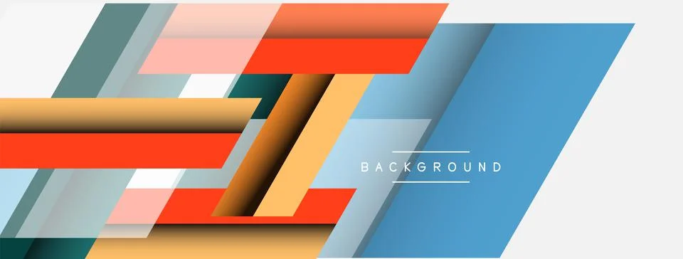 Vector background. Abstract overlapping color lines design with shadow effects Stock Illustration