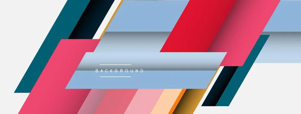 Vector background. Abstract overlapping color lines design with shadow effects Illustrazione stock