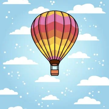 Vector background with air balloon and clouds Stock Illustration