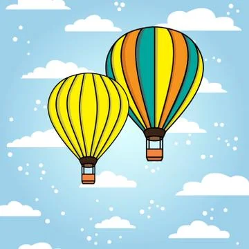 Vector background with air balloon and clouds Stock Illustration