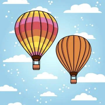 Vector background with air balloon and clouds Stock Illustration