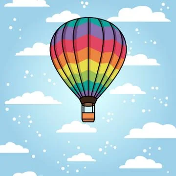 Vector background with air balloon and clouds Stock Illustration