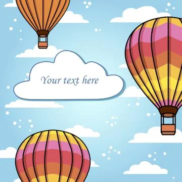 Vector background with air balloon and clouds Illustrazione stock