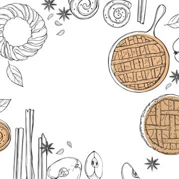 Vector background with  apple pie. Stock Illustration