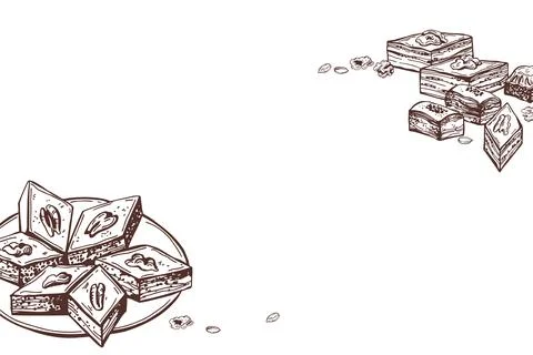 Vector background with baklava. Stock Illustration