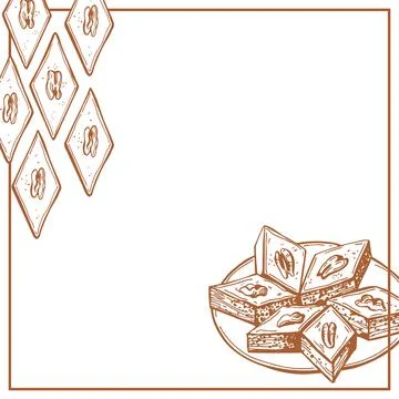 Vector background with baklava. Stock Illustration