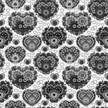 Vector background with  beautiful  hearts. Seamless pattern with ornate floral Illustrazione stock