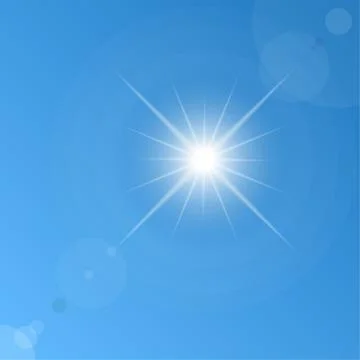 Vector background of blue sky and sun. Stock Illustration