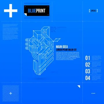 Vector background in blueprint style with abstract object scheme. EPS10 Stock Illustration