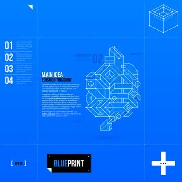 Vector background in blueprint style with abstract object scheme. EPS10 Stock Illustration