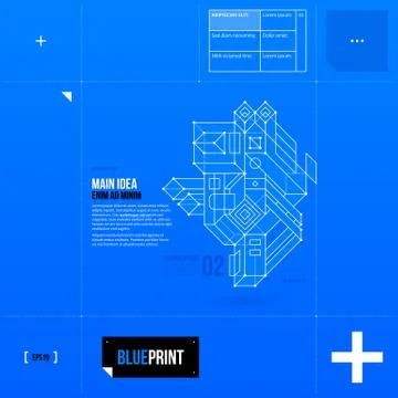 Vector background in blueprint style with abstract object scheme. EPS10 Stock Illustration