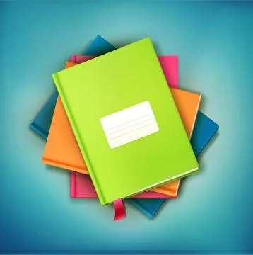 Vector background: books and magazines lying on derevyannos table with a card 스톡 일러스트