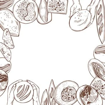 Vector background with bread Stock Illustration