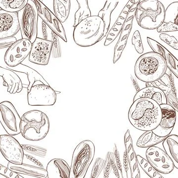 Vector background with bread Stock Illustration