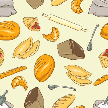 Vector background on the Bread theme Stock Illustration