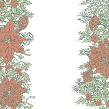 Vector background with Christmas plants . Illustrazione stock