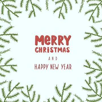 Vector background with Christmas tree branches and the Merry  Christmas Stock Illustration