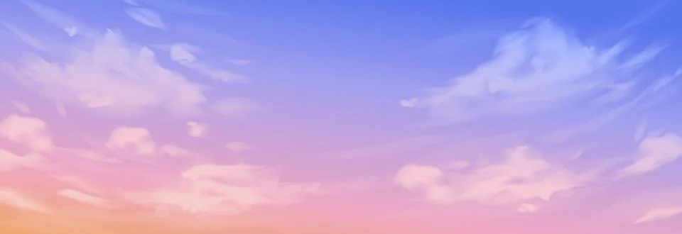 Vector background with clouds on pastel colored, sunset sky Illustrazione stock