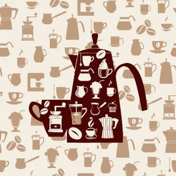 Vector background of Coffee icons Set Stock Illustration