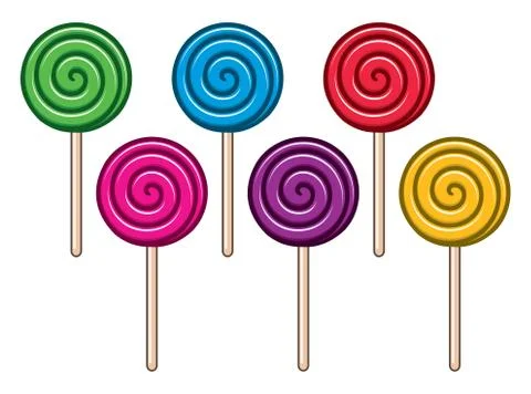 Vector background collection of colorful lollipop candies Stock Illustration
