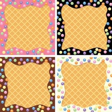 Vector background collection of wafer and cream with sprinkles Stock Illustration