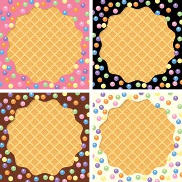 Vector background collection of wafer and cream with sprinkles Stock Illustration