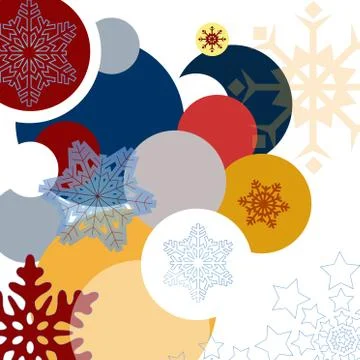 Vector background with colored circles and snowflakes Stock Illustration