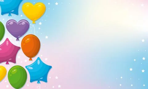 Vector background with colorful balloons and stars Stock Illustration