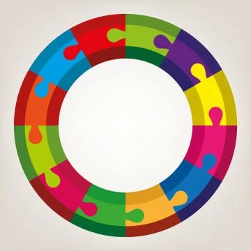 Vector background of colorful round puzzle Stock Illustration
