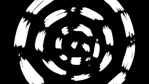 Vector background with concentric circular white brush strokes on black Stock Illustration