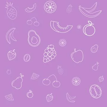 Vector background consisting of contour juicy fruit fruits. Stock Illustration