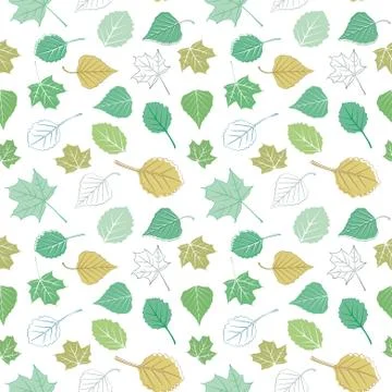 Vector background consisting of different leaves of a tree Stock Illustration
