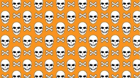 Vector. Background consisting of human skulls and bones. Halloween Stock Illustration