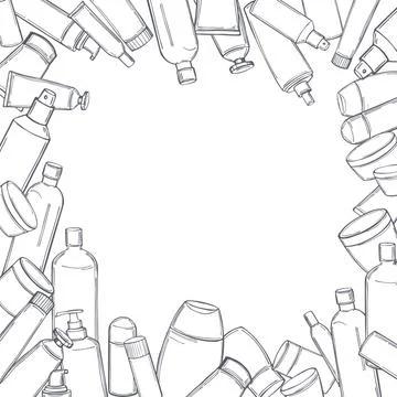 Vector background with  cosmetic bottles. Stock Illustration