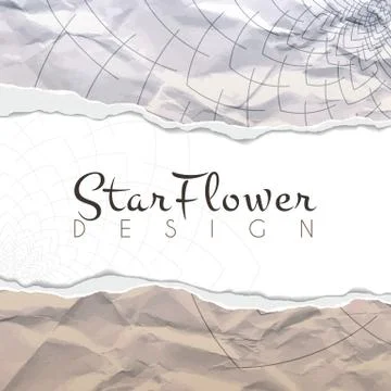 Vector background of crumpled torn paper with floral circular pattern. Mandala Stock Illustration