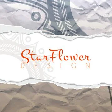 Vector background of crumpled torn paper with floral circular pattern. Mandala Illustrazione stock