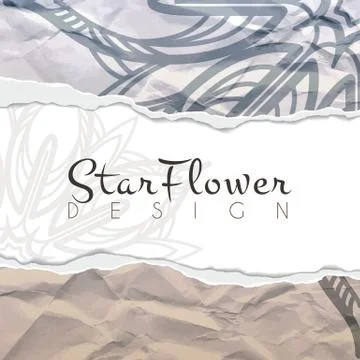 Vector background of crumpled torn paper with floral circular pattern. Mandala Illustrazione stock