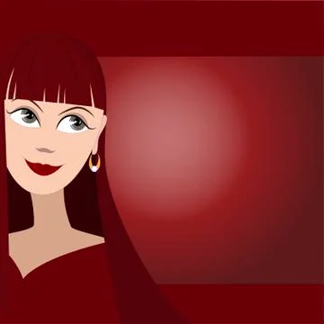 Vector background with cute face of girl and space for your text Stock Illustration
