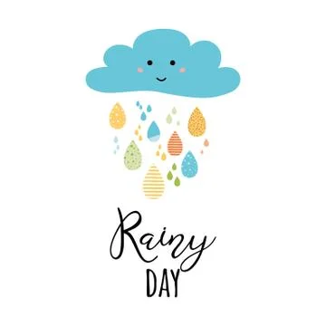 Vector background with cute smiling cloud text Rainy Day Stock-Illustration