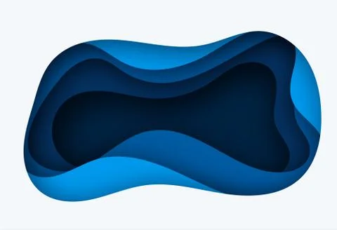 Vector background with deep blue color paper cut shapes. 3D abstract paper art Illustrazione stock