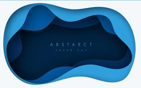 Vector background with deep blue color paper cut shapes. 3D abstract paper art Stock Illustration