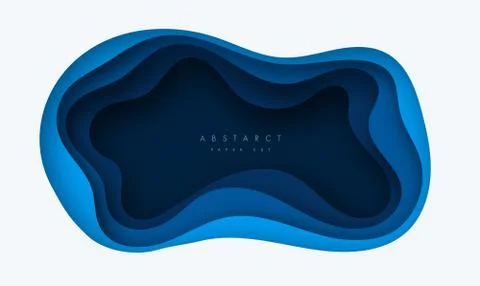 Vector background with deep blue color paper cut shapes. 3D abstract paper art Stock Illustration