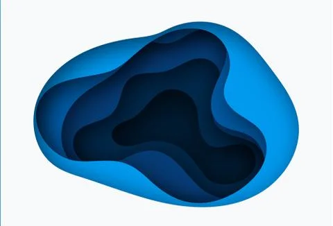 Vector background with deep blue color paper cut shapes. 3D abstract paper art Stock Illustration