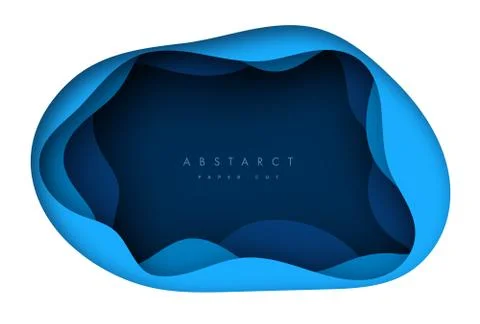 Vector background with deep blue color paper cut shapes. 3D abstract paper art Stock Illustration