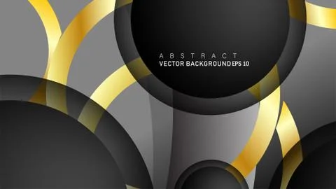 Vector background design that overlaps with gold ring color gradients on blac Stock Illustration