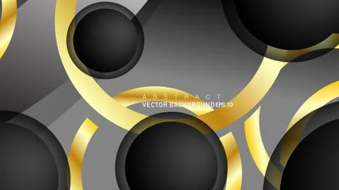 Vector background design that overlaps with gold ring color gradients on blac Stock Illustration