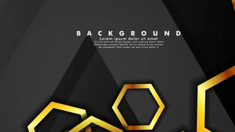 Vector background design that overlaps with hexagon gold color gradients on b Stock Illustration