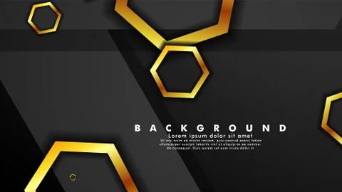 Vector background design that overlaps with hexagon gold color gradients on b Stock Illustration