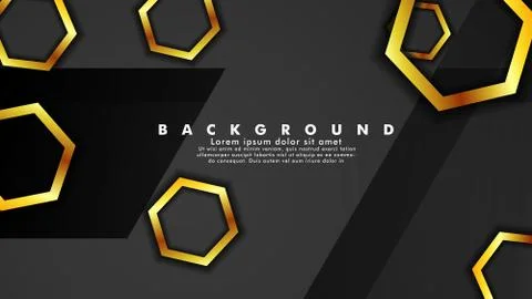 Vector background design that overlaps with hexagon gold color gradients on b Stock Illustration